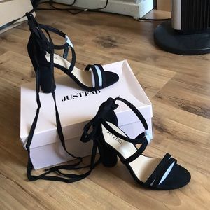 Just Fab Tied & True Cylinder Heeled Sandal
